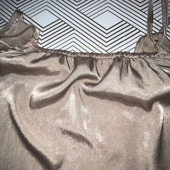 Andree by Unit Tank Wmns Sz S Tan Lace Scallop Neckline Feminine Delicate - Picture 6 of 7